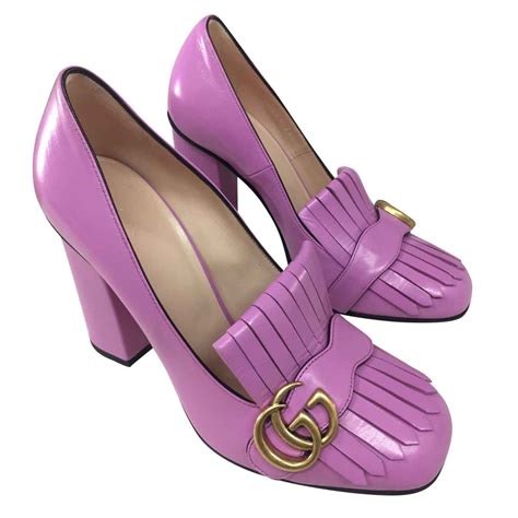 gucci pink marmont shoes|Gucci Marmont shoes mid heel.